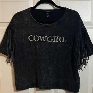 Forever 21 Black Fringe Tee